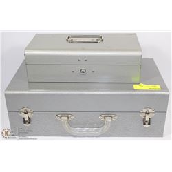 GREY METAL STORAGE BOX PAIR