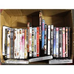 LARGE BOX W/28 DVD MOVIES & 3 FULL SERIES