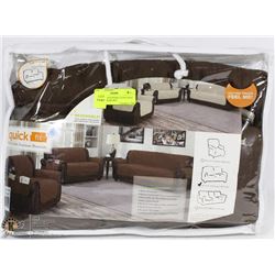 QUICK FIT REVERSIBLE LOVE SEAT PROTECTOR,BROWN
