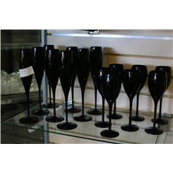 SET OF BLACK MIKASA WINE GLASSES
