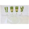 Image 1 : LOT OF FOUR GREEN VINTAGE STEMWARE AND CRYSTAL SERVING BOWL
