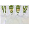 Image 3 : LOT OF FOUR GREEN VINTAGE STEMWARE AND CRYSTAL SERVING BOWL
