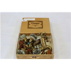 CIGAR BOX WITH VINTAGE BRASS AND GLASS DOOR KNOBS