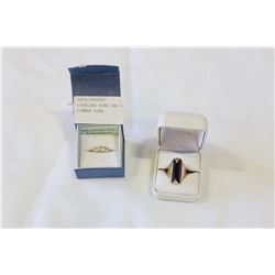 STERLING RING AND PURPLE STONE DINNER RING