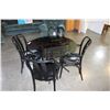 Image 1 : FLOUR BLACK PLASTIC BENTWOOD LOOK CHAIRS AND ROUND BLACK GLASS DINING TABLE