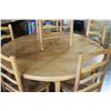 Image 2 : ROUND MAPLE DINING TABLE WITH COMPARTMENTS AND SIX LADDER BACK CHAIRS