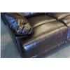 Image 2 : NEW ASHLEY BROWN MODERN DOUBLE RECLINING LOVESEAT, WITH REMOVABLE BACKS, BROWN STITCHING RETAIL $129