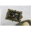 Image 2 : VINTAGE VANITY TRAY AND ONYX DRESSER DISH AND GILT CONVEX GLASS PICTURE