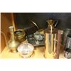 Image 2 : LOT OF BRASS ITEMS PITCHER AD CANDLESTICKS