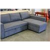 Image 2 : NEW MODERN 2 PIECE SOFA WITH CHAISE, INCLUDES STORAGE UNDER CHAISE, AND PULL OUT TO BED