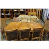 Image 2 : OAK DINING TABLE AND 8 RATTAN BACK UPOLSTERED SEAT CHAIRS