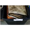 Image 1 : LEATHER BLANKET AND CARVED ITEMS ETC