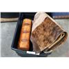 Image 2 : LEATHER BLANKET AND CARVED ITEMS ETC