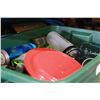 Image 2 : TWO TOTES OF KITCHEN APPLIANCES WATER BOTTLES AND KITCHEN ITEMS