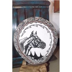 Acoma Etched Ceramic Horse Pot