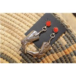 Vintage Dead Pawn Sterling Silver Dangle Earrings