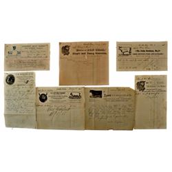 Collection of Early Texas Butcher Receipts