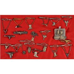 Collection of 14 Antique Western  Tie Bars