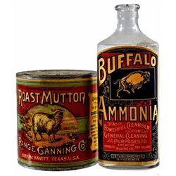 Range Canning Co. Can  & Buffalo Ammonia Bottle