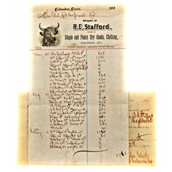 1880s Columbus Texas Mercantile Receipt
