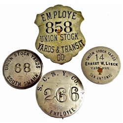 Collection of 4 Union Stock Yard Badges