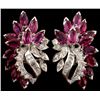 Image 1 : Pair 18k White Gold Ruby & Diamond Earrings