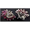 Image 2 : Pair 18k White Gold Ruby & Diamond Earrings