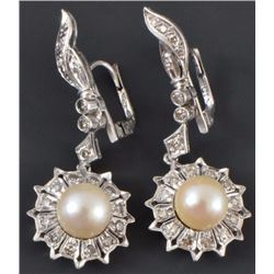 Diamond Pearl Earrings Set