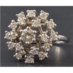14kt White Gold Brilliant Cut Diamond Cluster Ring