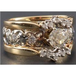 14kt White & Yellow Gold & Diamond Wedding Set