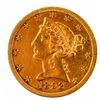 Image 1 : 1892 U.S. $5 Gold Coin