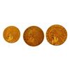 Image 1 : 1909 & 1911 $5 and 1908 $2-1/2 U.S. Gold Coins