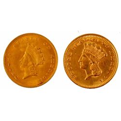 Two Type III $1.00 Gold Coins