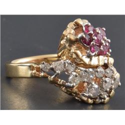 Ladies 14kt Diamond & Ruby Ring