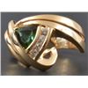 Image 2 : 14kt Yellow Gold Green Tourmaline & Diamond Ring