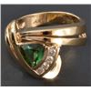 Image 4 : 14kt Yellow Gold Green Tourmaline & Diamond Ring