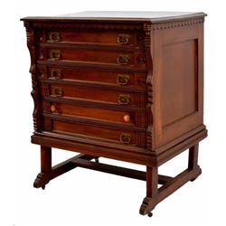 Antique Country Store Rolling Spool Cabinet