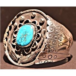 Sterling Silver & Turquoise Indian Bracelet