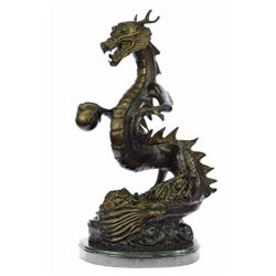 Dragon Bronze Sculpture on Marble Base