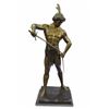 Image 10 : Painted Spelter Sculpture Post Pugnam Picault Bronze Statue on Marble Base Figure