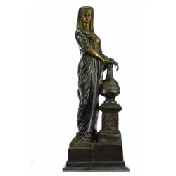 Nefertiti Next To A Pillar Bronze Sculpture on Marble Base