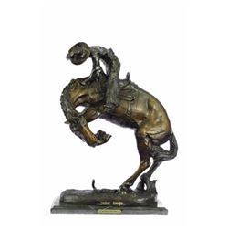 Rattle Snake Bronze Sculpture Cowboy Western Horse