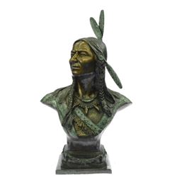 Native Indian Chief Bronze Bust Sculpture