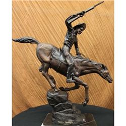 Popular Down Hill Cowboy With Gun Bronze Sculpture on marble base Statue