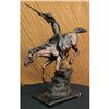 Image 4 : Popular Down Hill Cowboy With Gun Bronze Sculpture on marble base Statue