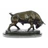 Stock Market Bull Bronze Sculpture on marble base