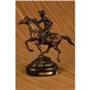 Trooper Bronze Sculpture Man Riding Horse Figurine on marble base Figure