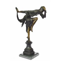 Juliet Striking Pose Dancer Bronze Sculpture on Marble Base Satue