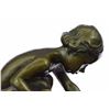 Image 4 : Girl Playing With Turtle Bronze Sculpture on marble base