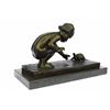 Image 5 : Girl Playing With Turtle Bronze Sculpture on marble base